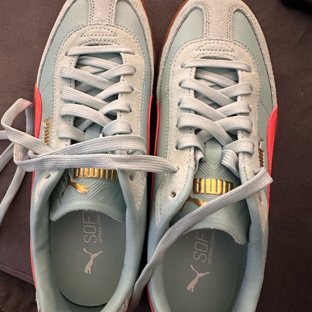 Puma Aqua and Pink Sneakers